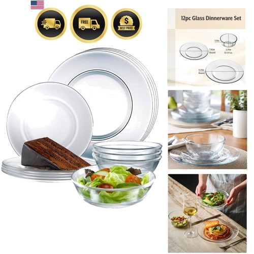 12pc glass dinnerware set - 12pc,
