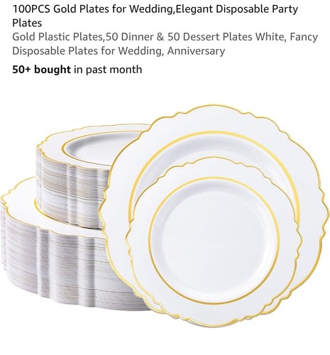 100pc white gold plastic - gold,
