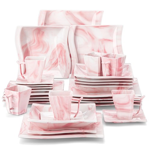 Pink floral square porcelain - pink,